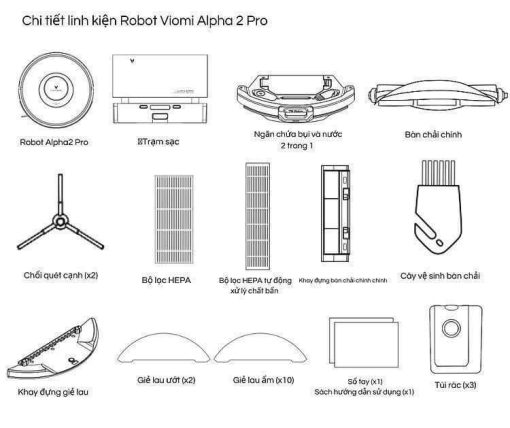 Robot hút bụi, lau nhà XIAOMI Viomi Alpha 2 Pro, tự đổ rác, bản quốc tế - Ảnh 6