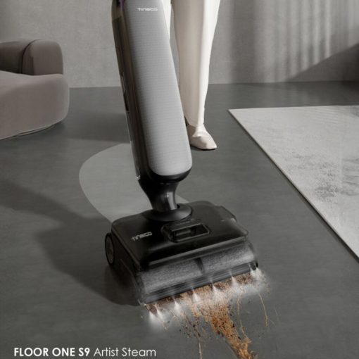 Cận cảnh trạm sạc của Máy Hút Bụi Lau Nhà Tineco Floor One S9 Artist Steam, nơi thực hiện tính năng tự làm sạch và sấy khô con lăn.
