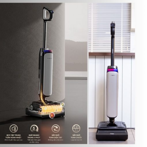 Máy Hút Bụi Lau Nhà Tineco Floor One S9 Artist Steam với đầu cọ viền tràn giúp làm sạch sát mép tường.